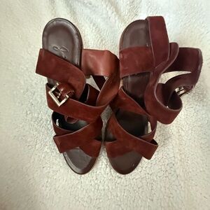 Joie brown suede block heels